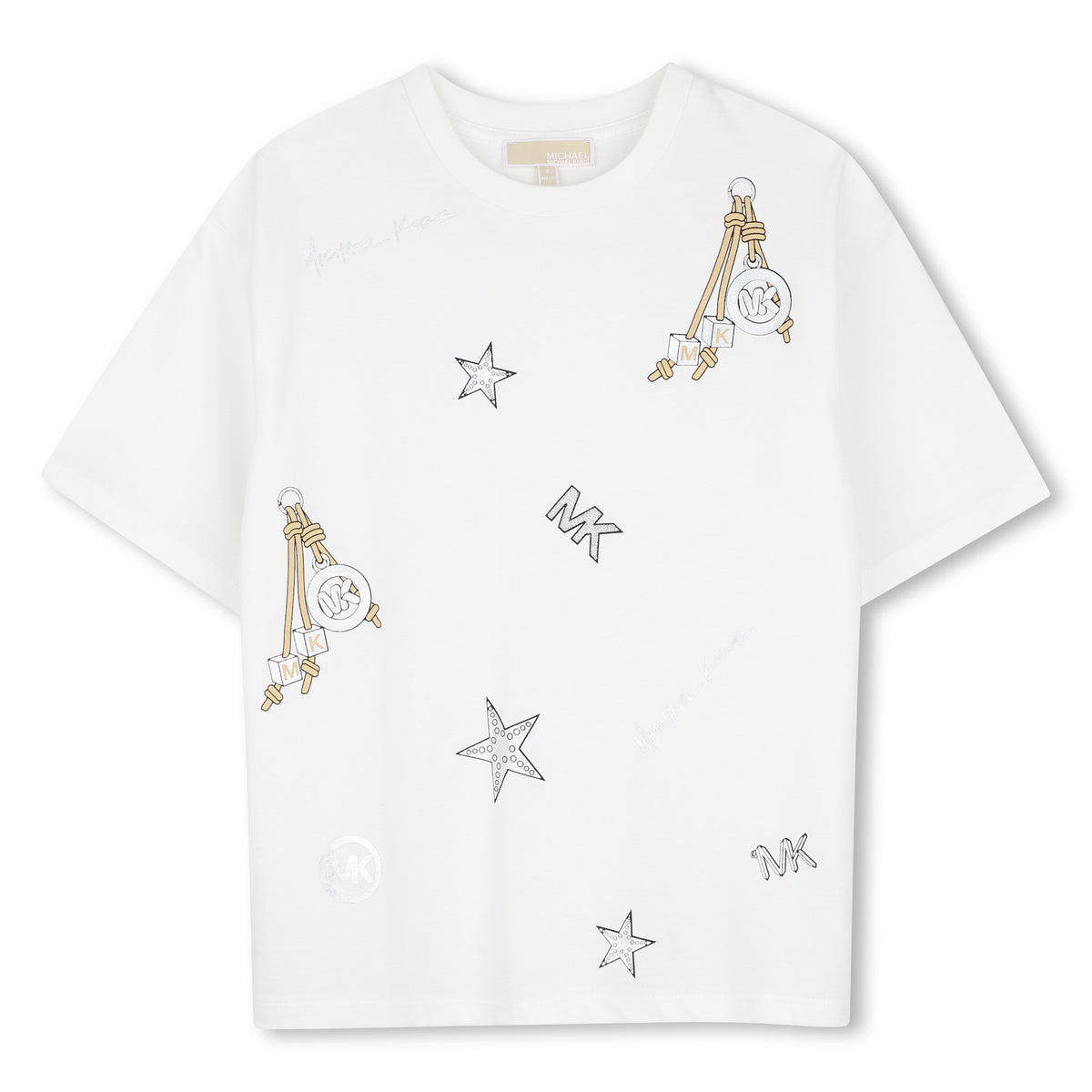 Michael Kors Kids T-shirt in cotone biologico con stampa charms - Bianco sporco