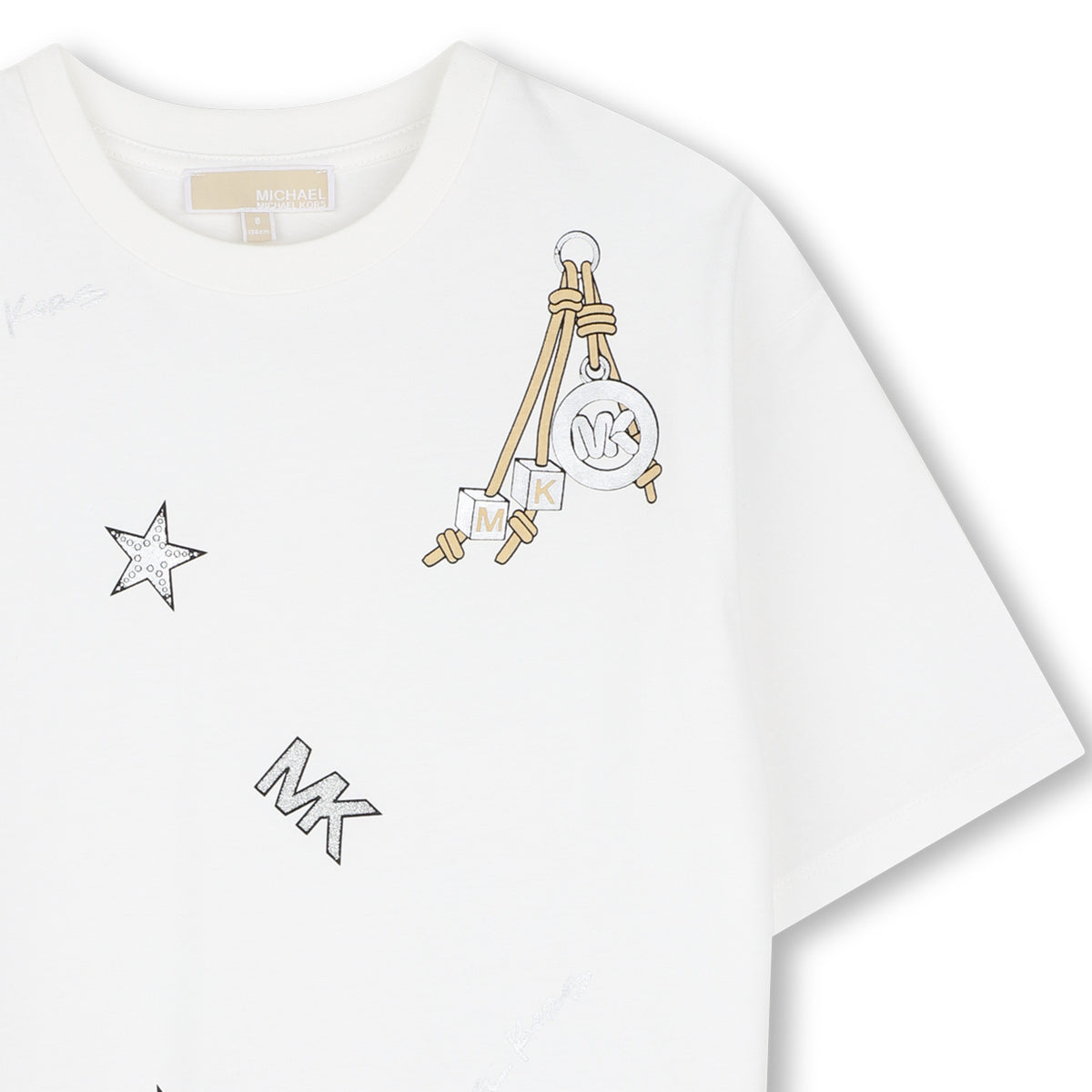Michael Kors Kids T-shirt in cotone biologico con stampa charms - Bianco sporco