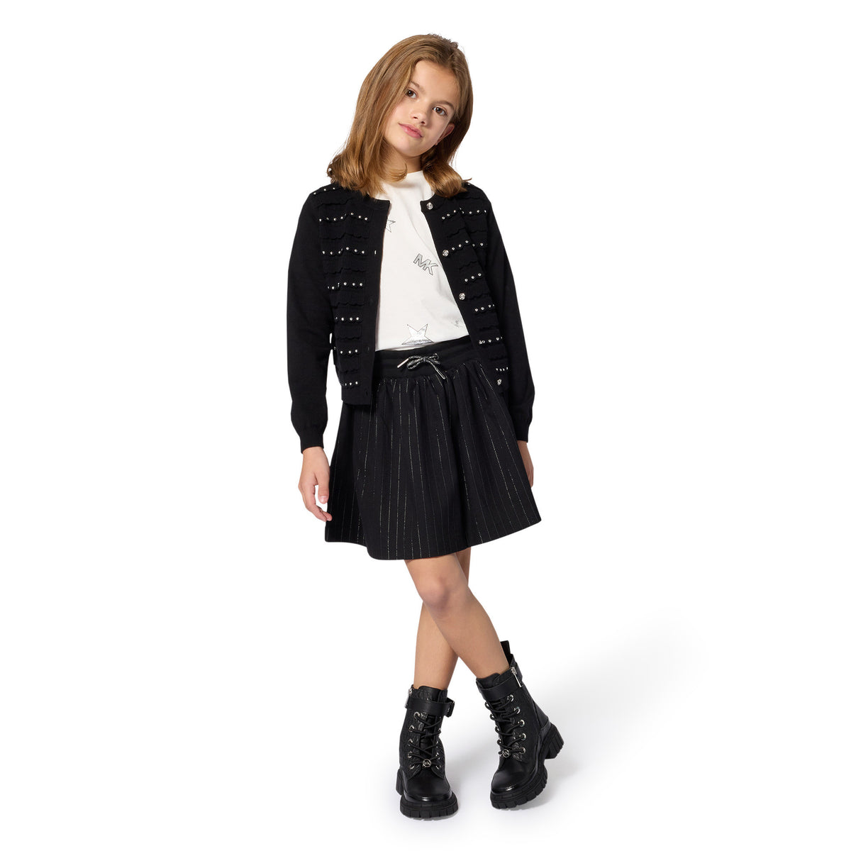 Michael Kors Kids T-shirt in cotone biologico con stampa charms - Bianco sporco