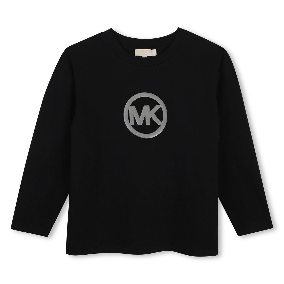 Michael Kors Kids Maglia a maniche lunghe con stampa MK charm metallizzata - Nero