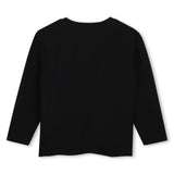 Michael Kors Kids Maglia a maniche lunghe con stampa MK charm metallizzata - Nero