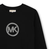 Michael Kors Kids Maglia a maniche lunghe con stampa MK charm metallizzata - Nero