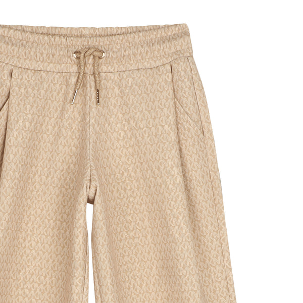 Michael Kors Kids Pantaloni jogging a gamba ampia con stampa MK Signature - Marrone chiaro