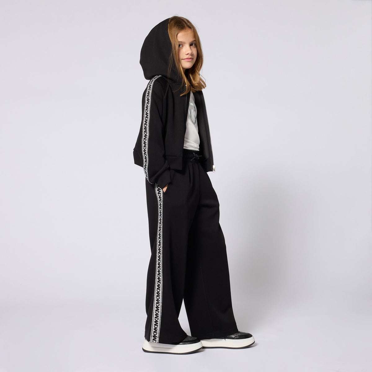 Michael Kors Kids Pantaloni jogging effetto pesca con bande logo MK - Nero