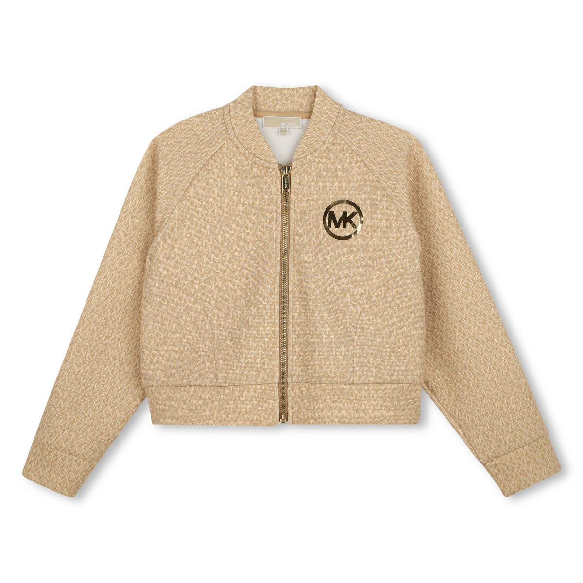 Michael Kors Kids Cardigan con zip e stampa MK Signature - Marrone chiaro