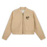 Michael Kors Kids Cardigan con zip e stampa MK Signature - Marrone chiaro