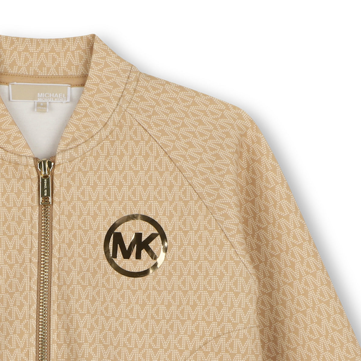 Michael Kors Kids Cardigan con zip e stampa MK Signature - Marrone chiaro