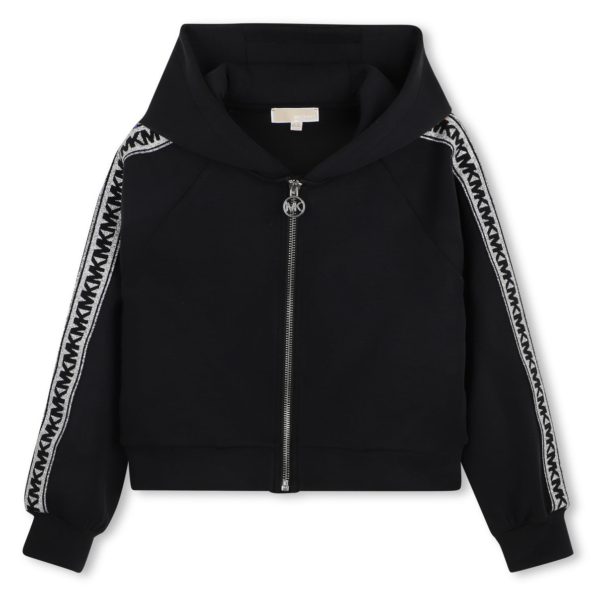 Michael Kors Kids Cardigan con cappuccio effetto pesca e bande logo MK - Nero