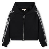 Michael Kors Kids Cardigan con cappuccio effetto pesca e bande logo MK - Nero