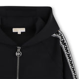 Michael Kors Kids Cardigan con cappuccio effetto pesca e bande logo MK - Nero