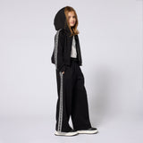 Michael Kors Kids Cardigan con cappuccio effetto pesca e bande logo MK - Nero