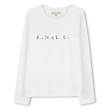 Michael Kors Kids Maglia a maniche lunghe in cotone biologico con stampa Michael Kors - Bianco sporco