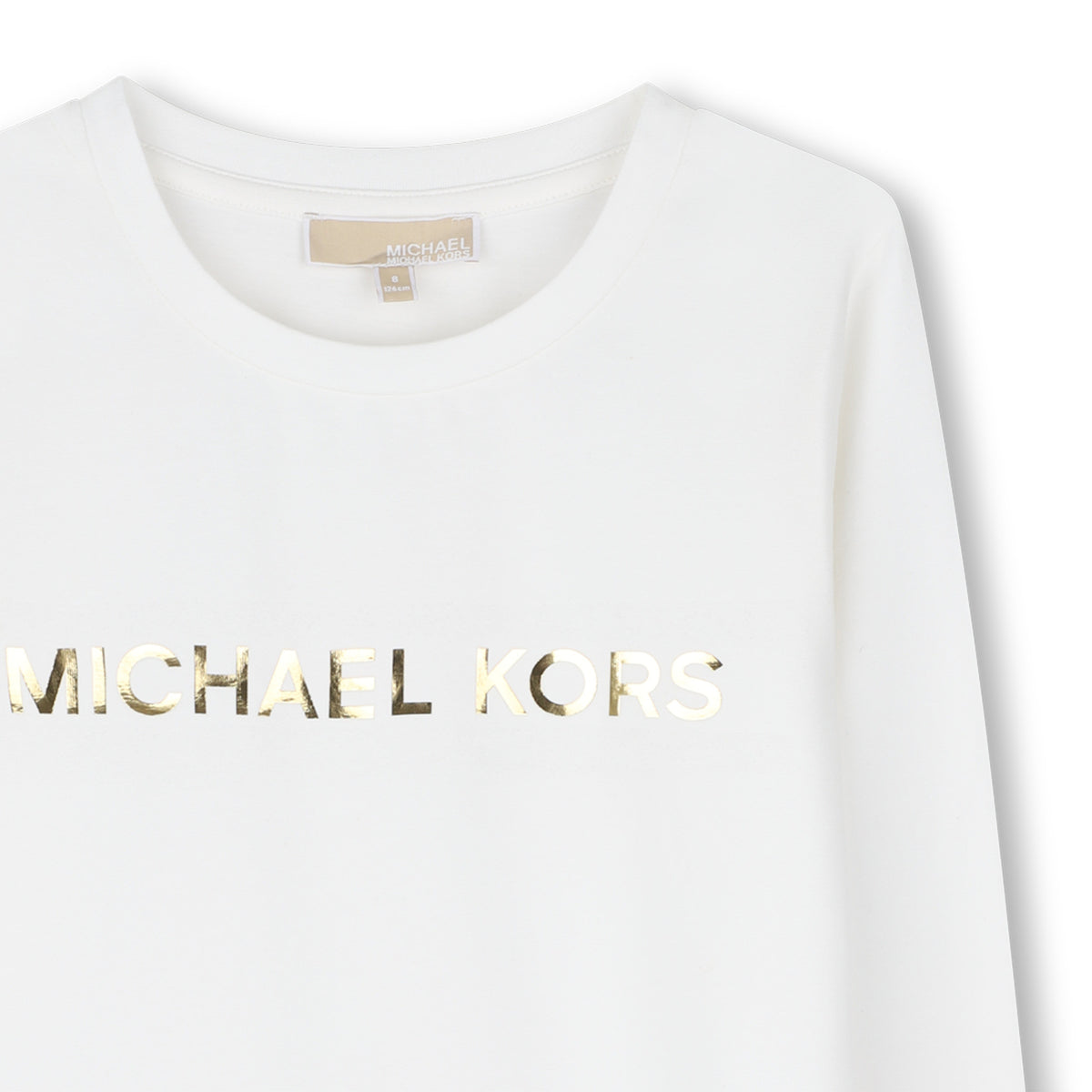 Michael Kors Kids Maglia a maniche lunghe in cotone biologico con stampa Michael Kors - Bianco sporco