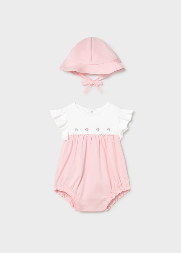 Pagliaccetto fiorellini con cappello neonata - Baby