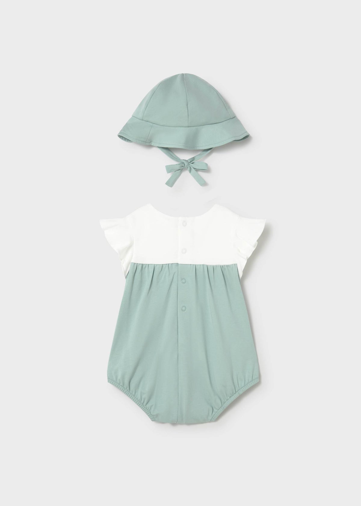 Pagliaccetto fiorellini con cappello neonata - Acqua