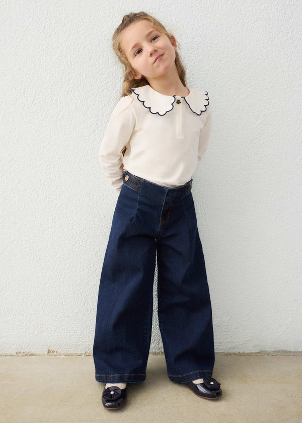 Pantalone jeans wide leg bambina - Scuro