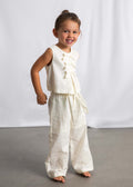 Pantalone ricamato lino bambina