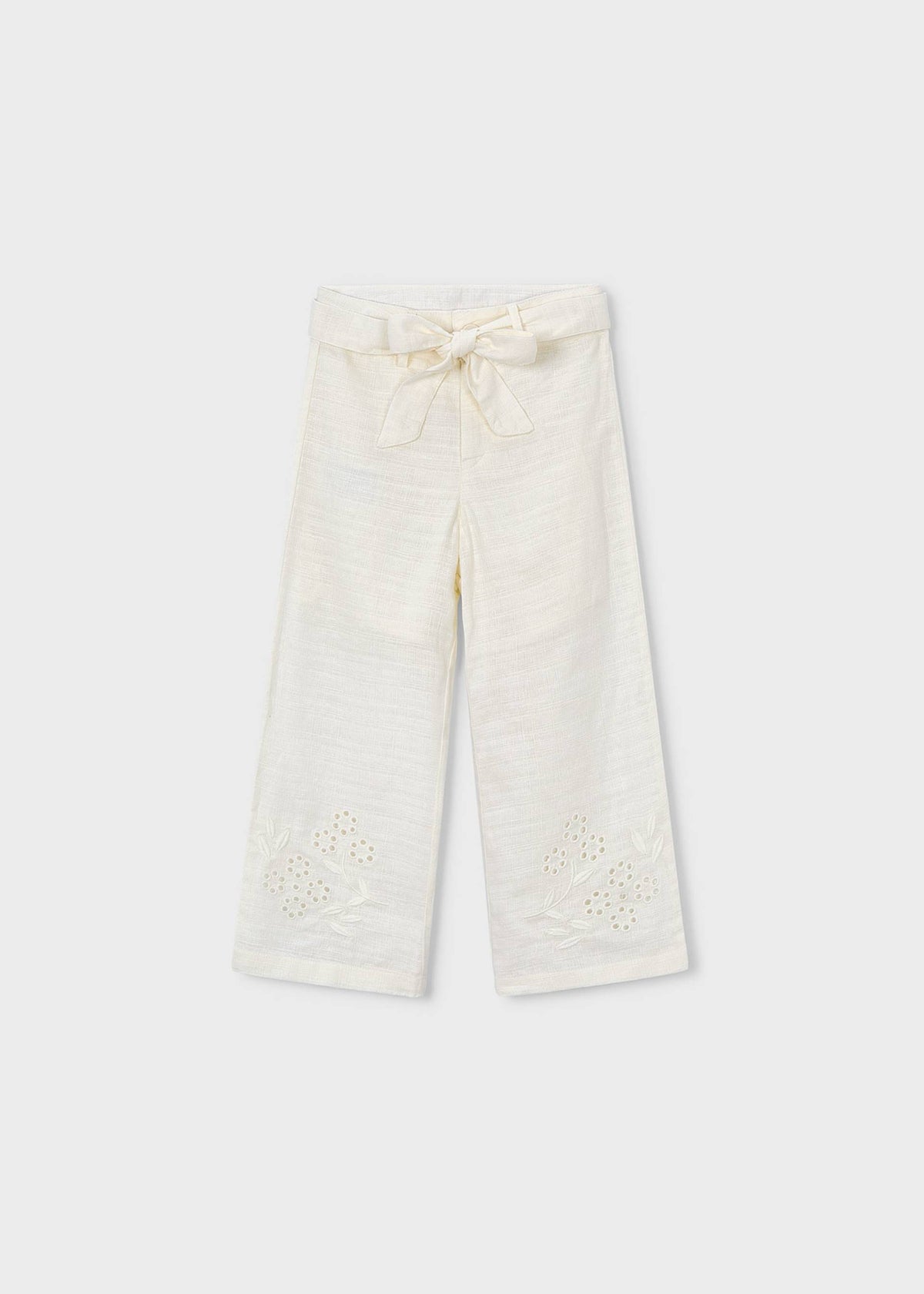 Pantalone ricamato lino bambina