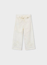 Pantalone ricamato lino bambina