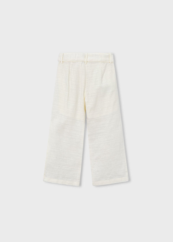 Pantalone ricamato lino bambina