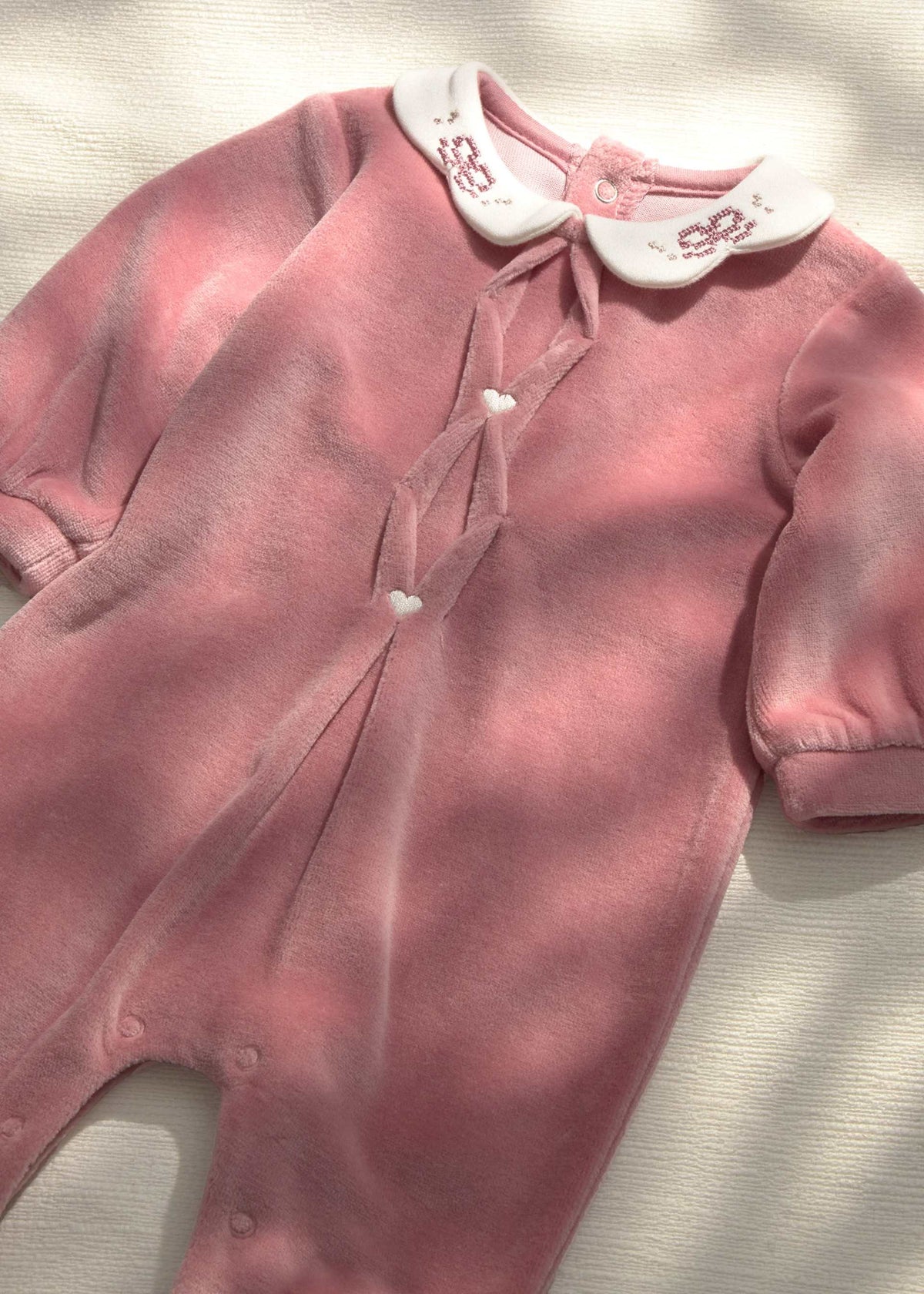 Pigiama colletto onde neonata - Cipria