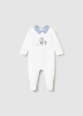 Pigiama lungo ricamato neonato - Bianco