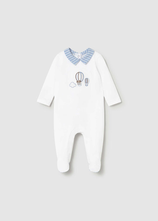 Pigiama lungo ricamato neonato - Bianco