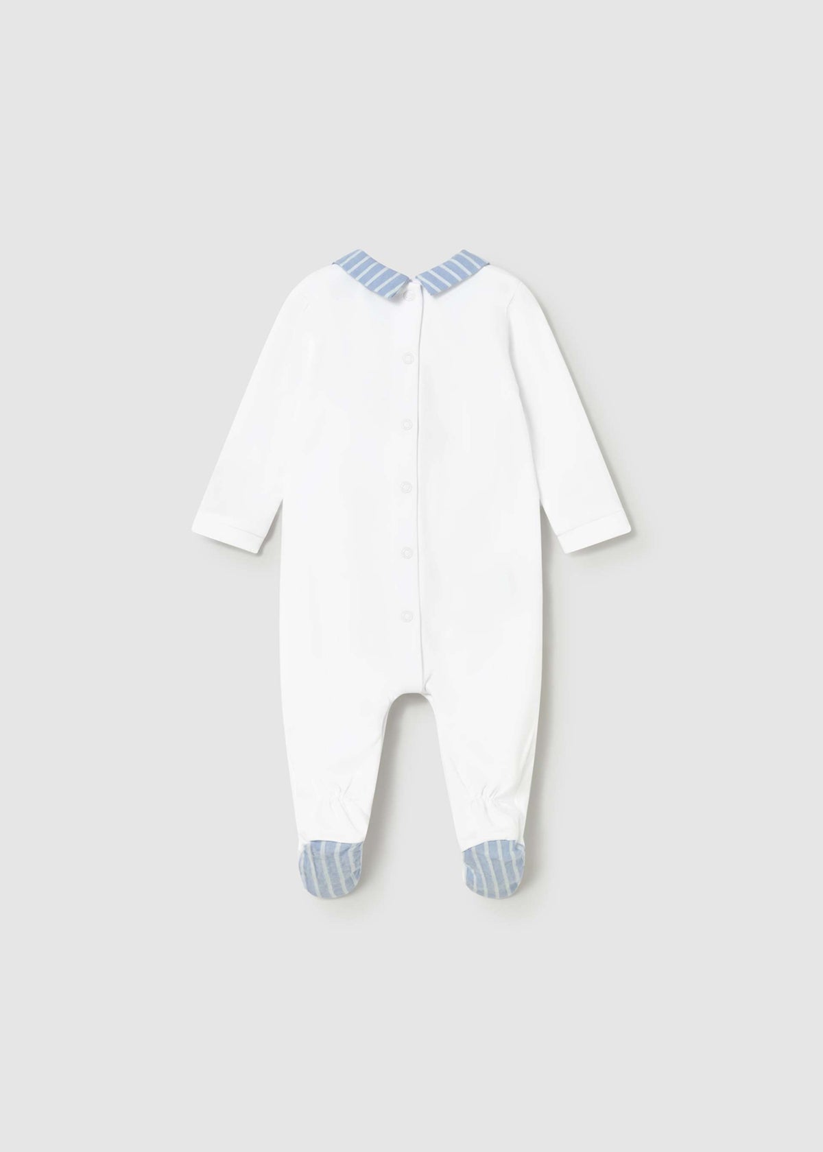 Pigiama lungo ricamato neonato - Bianco