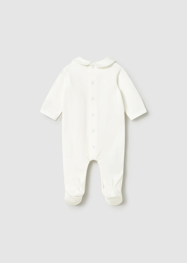 Pigiama orsetto ricamato neonata - Ecru