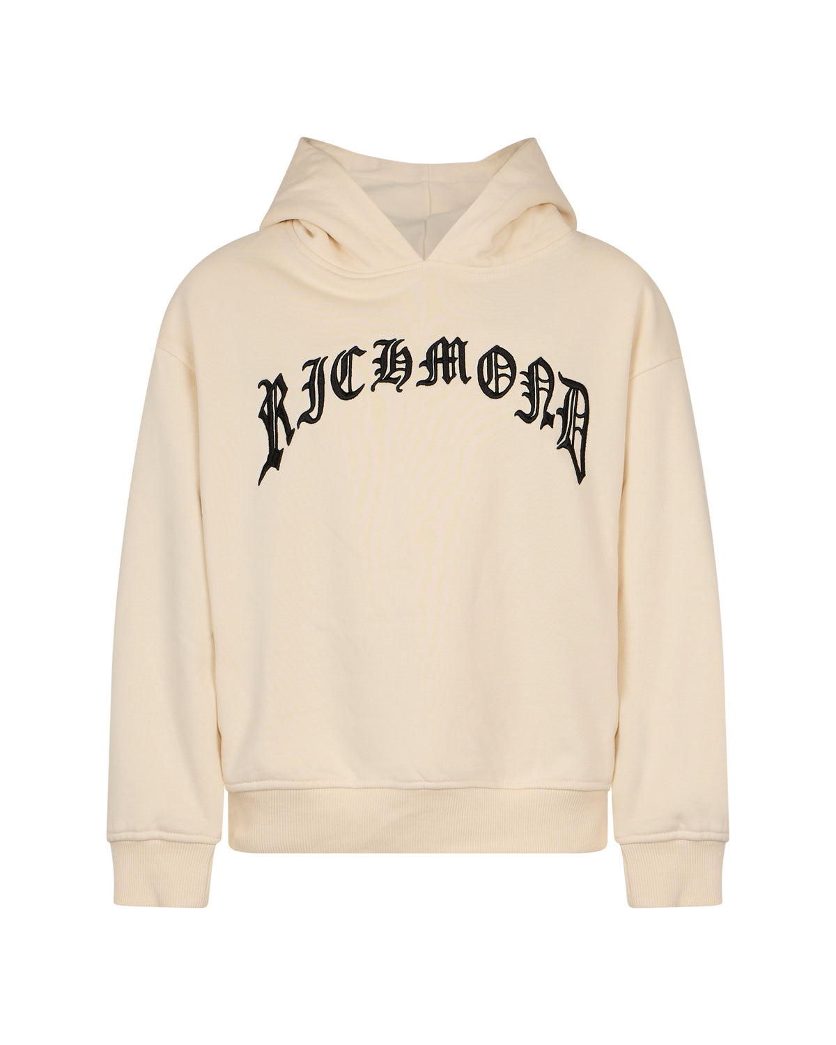 Richmond Junior Felpa con cappuccio e logo gotico stampato - Cream