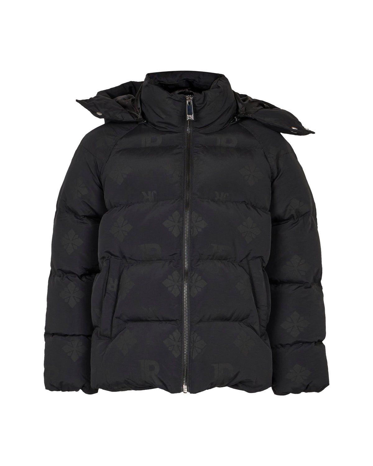 Richmond Junior Piumino con cappuccio e monogramma JR tono su tono - Jr Monogram Black