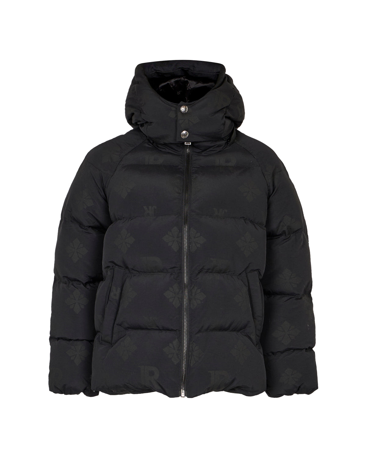 Richmond Junior Piumino con cappuccio e monogramma JR tono su tono - Jr Monogram Black