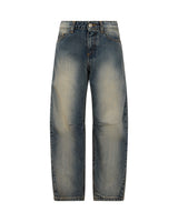 Richmond Junior Jeans a gamba ampia con lavaggio dirty e logo gotico - Denim Dirty Effect