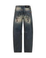 Richmond Junior Jeans a gamba ampia con lavaggio dirty e logo gotico - Denim Dirty Effect