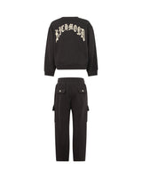 Richmond Junior Completo felpa girocollo e pantaloni cargo con logo JR - Black