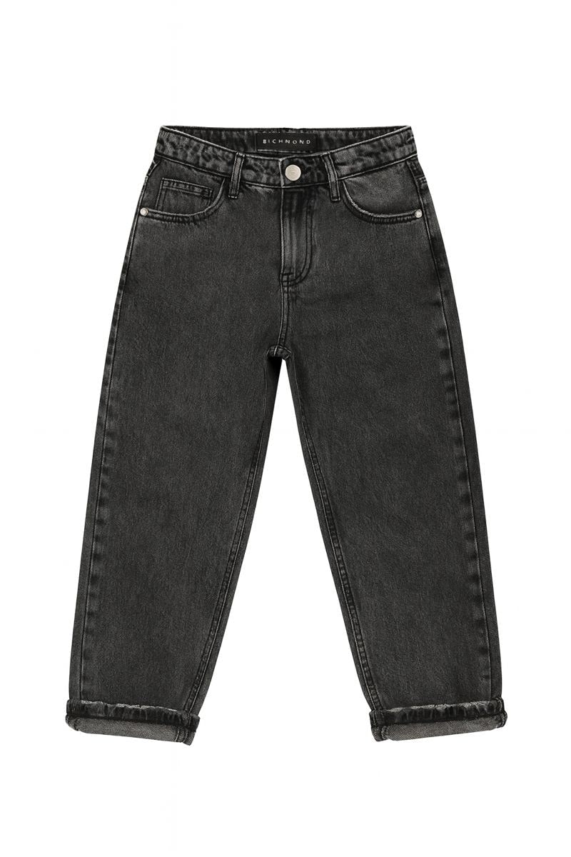Richmond Junior Jeans a gamba ampia con toppe lettera sul retro - Denim Black