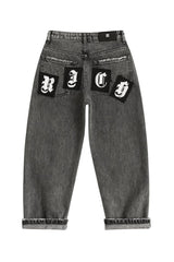 Richmond Junior Jeans a gamba ampia con toppe lettera sul retro - Denim Black