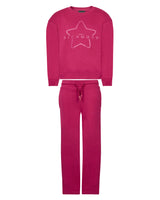 Richmond Junior Completo felpa girocollo e pantaloni con stella logata - Red Plum