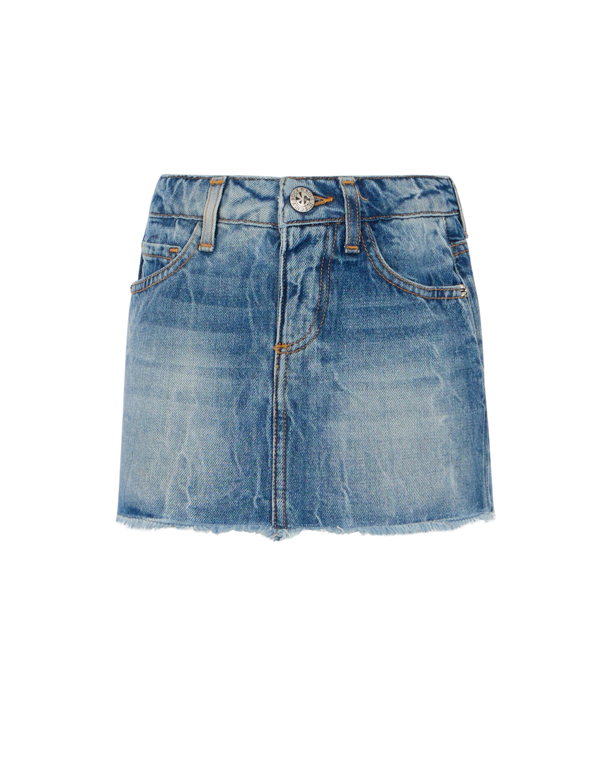 Richmond Junior Gonna corta in denim con fondo sfrangiato - Denim Blue Medium