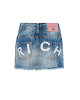 Richmond Junior Gonna corta in denim con fondo sfrangiato - Denim Blue Medium