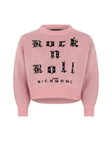 Richmond Junior Maglione corto con scritta Rock n Roll intarsiata - Pink Begonia