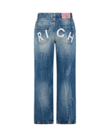 Richmond Junior Jeans a gamba dritta con lettere stampate sul retro - Denim Blue Medium