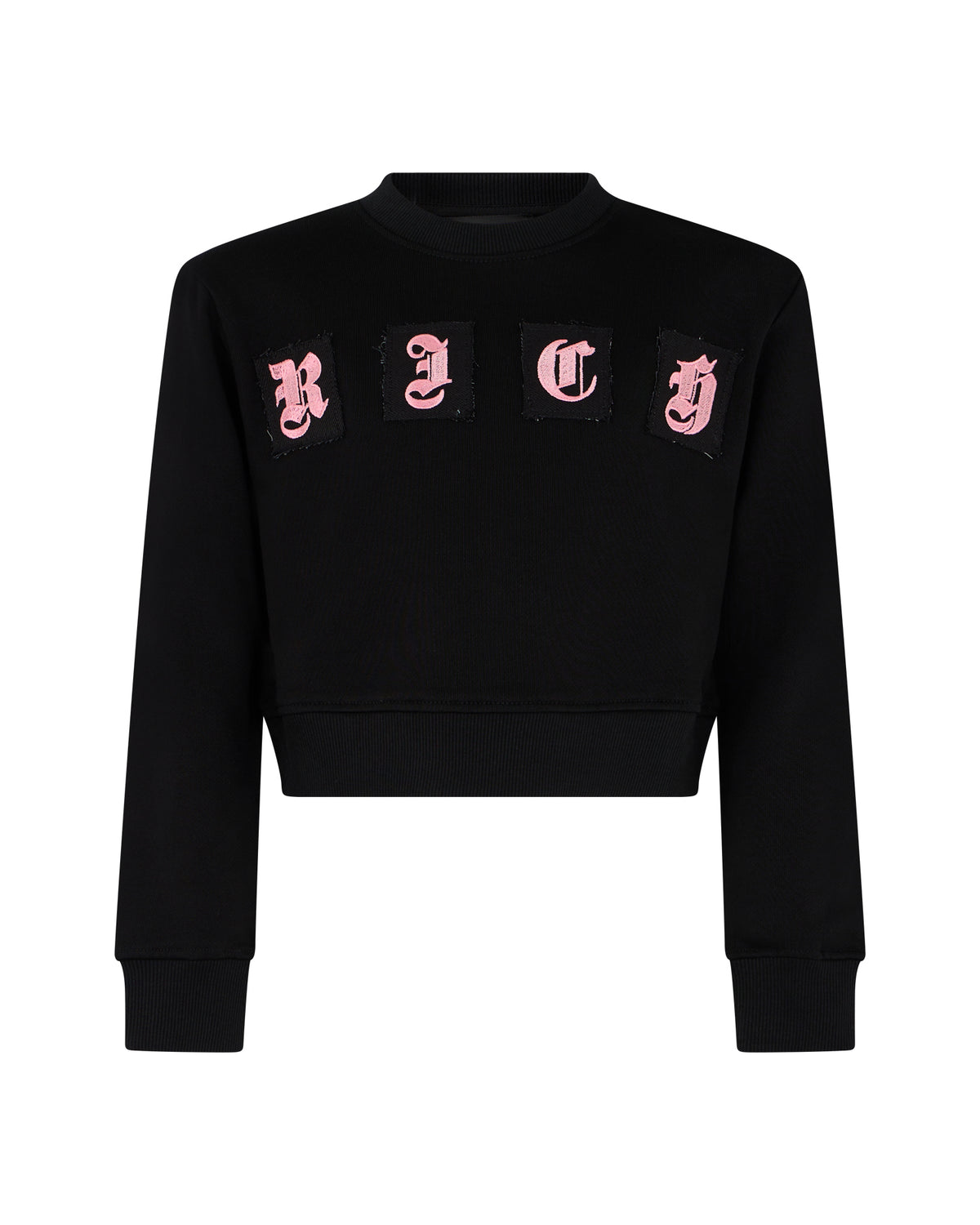 Richmond Junior Felpa corta con lettere gotiche applicate - Black