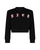Richmond Junior Felpa corta con lettere gotiche applicate - Black
