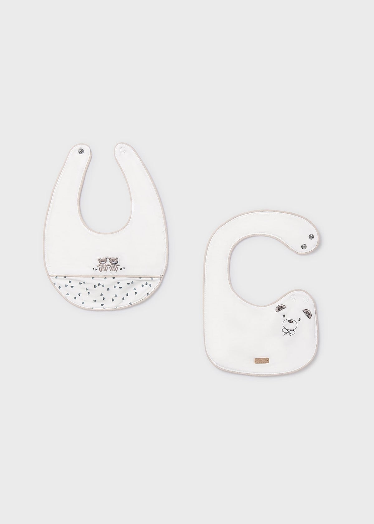 Set 2 bavaglini animaletti neonato - Ecru