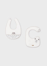 Set 2 bavaglini animaletti neonato - Ecru