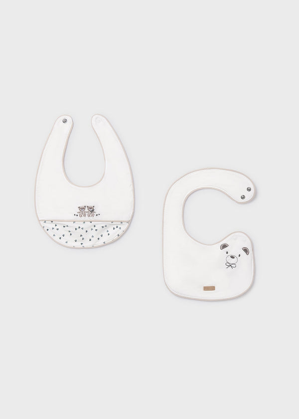 Set 2 bavaglini animaletti neonato - Ecru