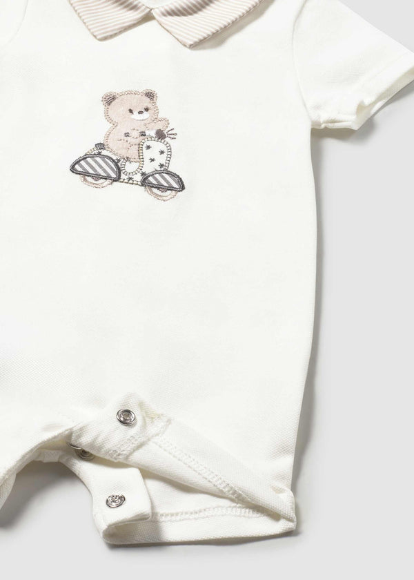 Set 2 pigiami corti con collo bebé neonato - Ecru