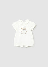 Set 2 pigiami corti ricamati neonata - Ecru