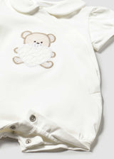 Set 2 pigiami corti ricamati neonata - Ecru